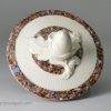 Pearlware pottery teapot decorated with a layer of agate ware, circa 1800