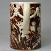 Mochaware pearlware pottery mug decorated with combed slip, circa 1790