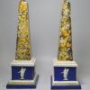 Pair of pearlware obelisks decorated with overglaze enamels, circa 1800, possibly Enoch Wood Pottery, Staffordshire