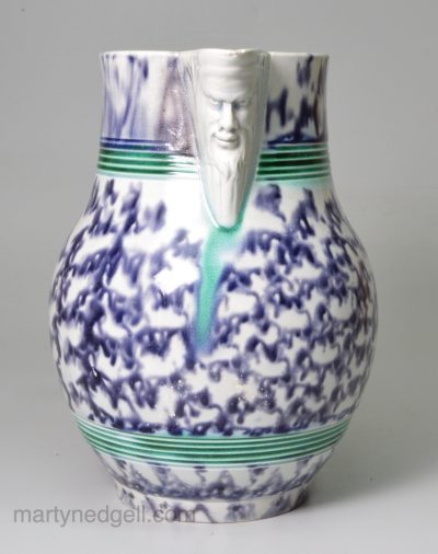 Pearlware pottery jug decorated with sponged work under the glaze, circa 1800