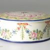 Preamware pottery snuff box painted with overglaze enamels, circa 1800