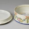 Preamware pottery snuff box painted with overglaze enamels, circa 1800