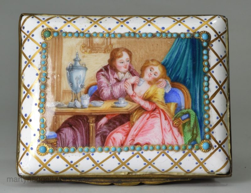 French enamel table snuff box, circa 1850
