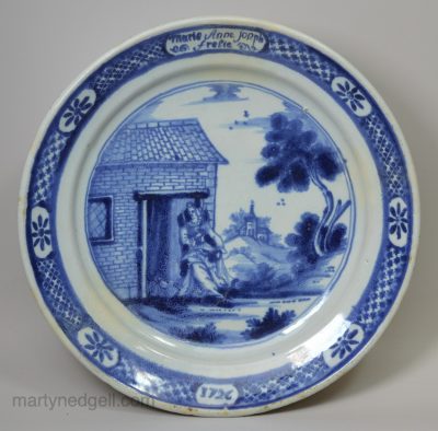 Friesian tin glaze charger dated 1726