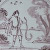London delft biblical tile, Moses and the burning bush, circa 1740