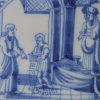 Dutch Delft biblical tile, Daniel summons his servants who cast ashes, circa 1750