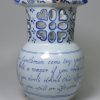 Liverpool delft puzzle jug, circa 1750 decorated with 2 polychrome panels