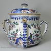London delft polychrome posset pot, circa 1720