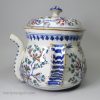 London delft polychrome posset pot, circa 1720