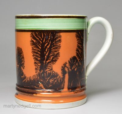 Mochaware mug on a pearlware pottery body, circa 1820