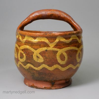 Donyatt pottery slipware basket, circa 1850