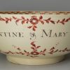 Large creamware pottery bowl, circa 1780