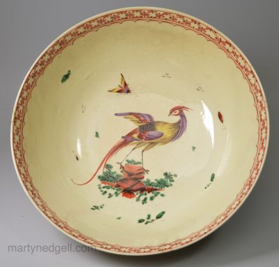 Large creamware pottery bowl, circa 1780