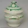 Pearlware pottery sauce tureen with green shell edge, circa 1800