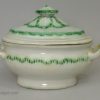 Pearlware pottery sauce tureen with green shell edge, circa 1800
