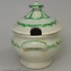Pearlware pottery sauce tureen with green shell edge, circa 1800