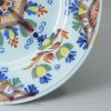 London polychrome delft Anne Gomm style plate, circa 1750