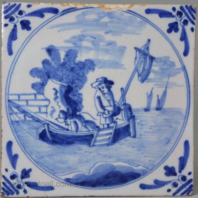 London delft tile, circa 1740