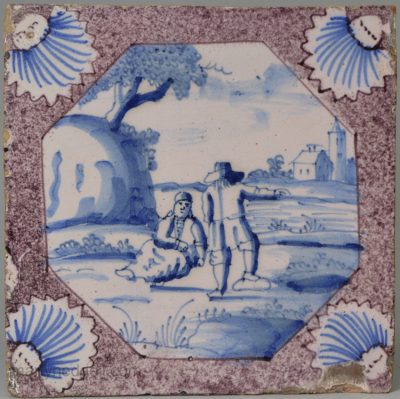 London delft tile, circa 1740