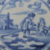 Dutch Delft biblical tile of King David covets Bathsheba, circa 1740