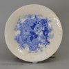 Set of 4 pearlware pottery cup plates printed in blue under the glaze, circa 1840