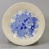 Set of 4 pearlware pottery cup plates printed in blue under the glaze, circa 1840
