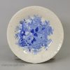 Set of 4 pearlware pottery cup plates printed in blue under the glaze, circa 1840