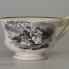 Pearlware pottery toy cup and saucer decorated with a black print under the glaze, circa 1820