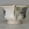 Pearlware pottery toy cup and saucer decorated with a black print under the glaze, circa 1820