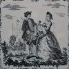 Liverpool delft tile decorated with a Sadler print of the Sailor's Return, circa 1765