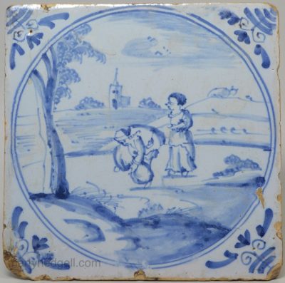 London delft tile, circa 1750