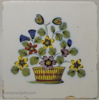 Liverpool delft tile decorated in the Fazackerly style, circa 1760