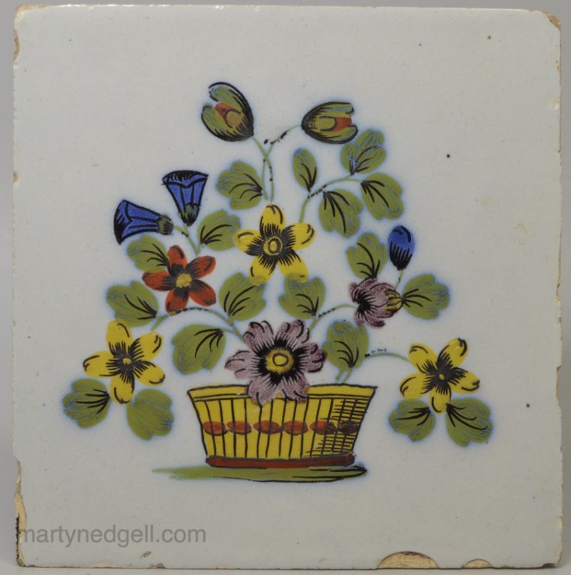Liverpool delft tile decorated in the Fazackerly style, circa 1760