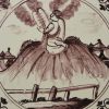 London delft biblical tile, Moses receives the Ten Commandments, circa 1750