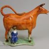 Prattware pottery cow creamer, circa 1820