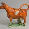 Prattware pottery cow creamer, circa 1820