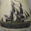 Liverpool creamware pottery jug printed with the American ship 'THE THREE SISTERS', circa 1796