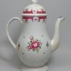 Large pearlware pottery coffee pot, circa 1790, possibly Leeds Pottery