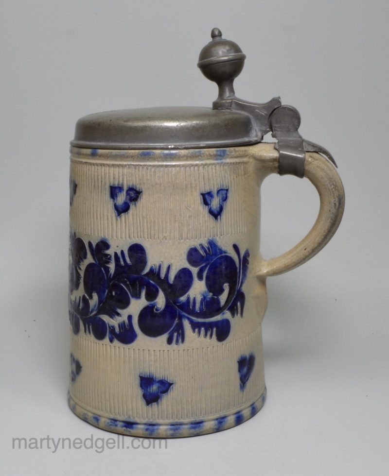 Westerwald saltglaze stoneware tankard, circa 1783