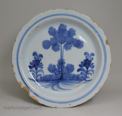 London delft pancake plate, circa 1740