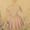 Naive watercolour of a brother and sister, circa 1840