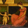 Small reverse print on glass 'THE FIRST STEP IN LIFE', circa 1810