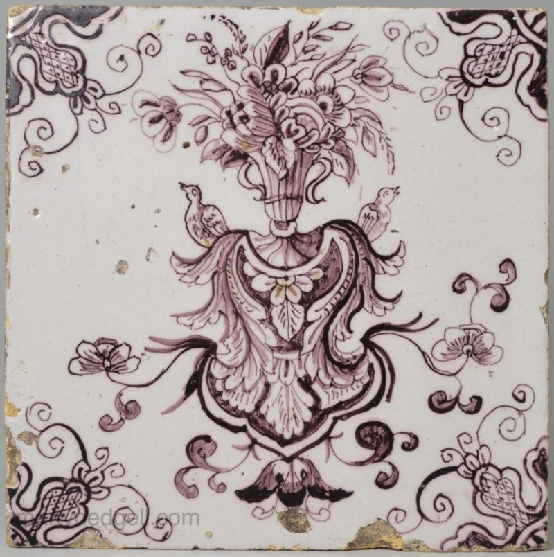 Rotterdam tin glazed tile, circa 1740