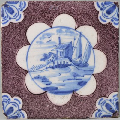 Dutch Delft tile, circa 1740