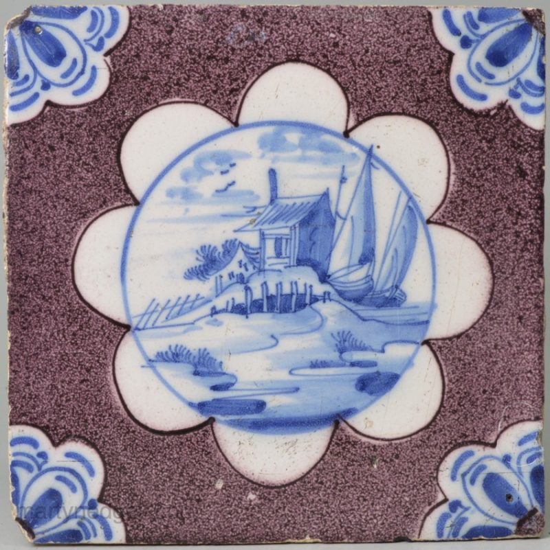Dutch Delft tile, circa 1740