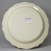 Creamware pottery plate moulded with a shell edge decorated with colours under the glaze, circa 1790