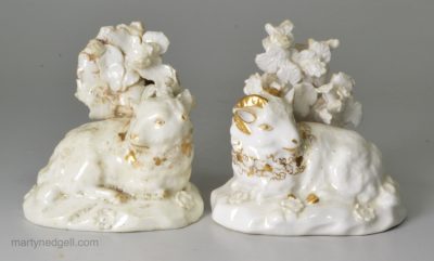 Pair of Derby porcelain sheep, circa 1790
