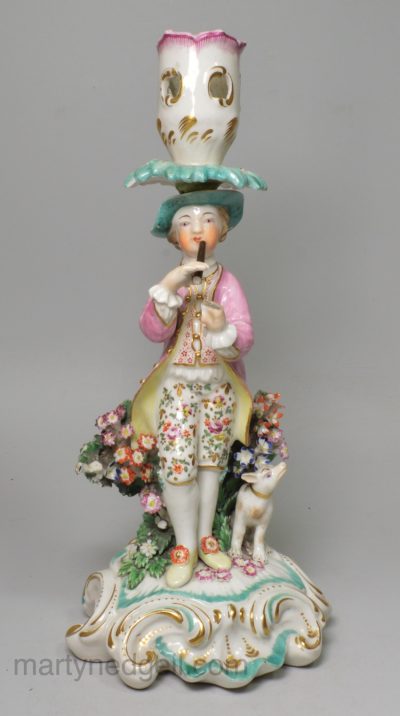 Derby porcelain figural chamber stick, circa 1770