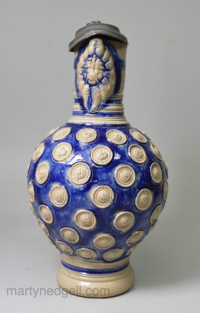Westerwald saltglaze stoneware jug, circa 1700