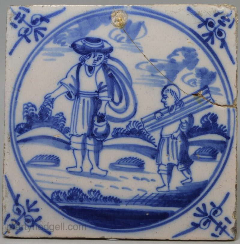 Dutch Delft biblical tile Abraham & Issac, circa 1750